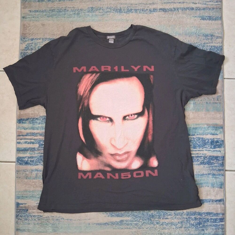 Marilyn Manson Black Graphic Men's T-Shirt XL 2017 Divided Bigger Than Satan